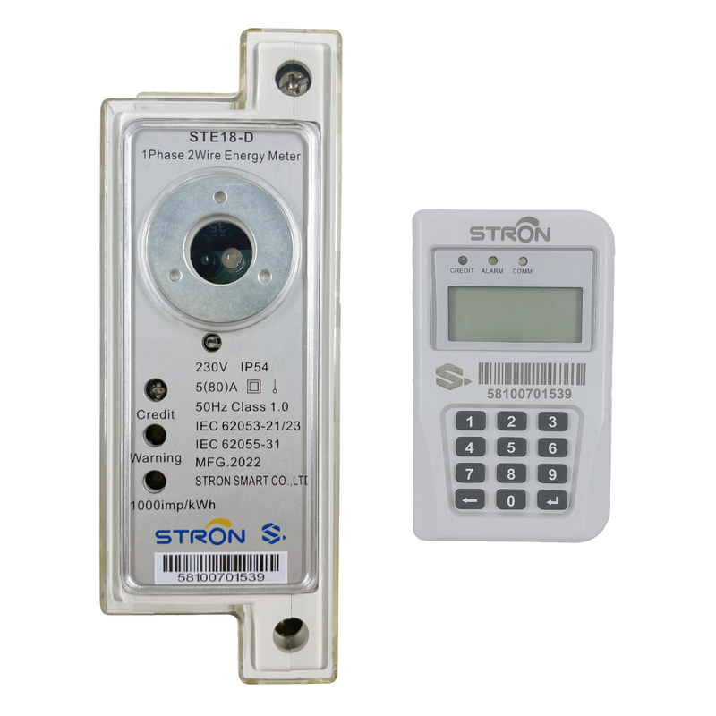 Stron STS Prepaid Din Rail Single Phase Digital Energy/Electricity Meter Con 2 fili Comunicazione e Unità di Interfaccia Cliente