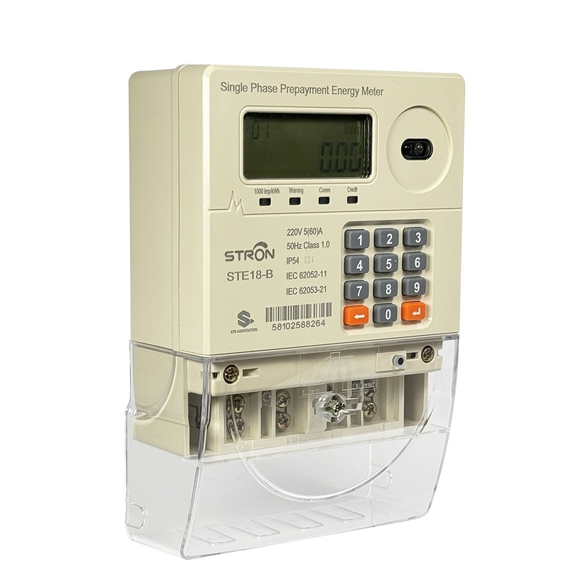 Funzionamento a tastiera abilitato Smart Prepaid Electricity Meter con coperchio terminale trasparente e funzione anti-tamper