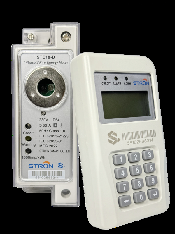 Contatore DIN-Rail prepagato STS monofase + modulo CIU RF/PLC per la comunicazione