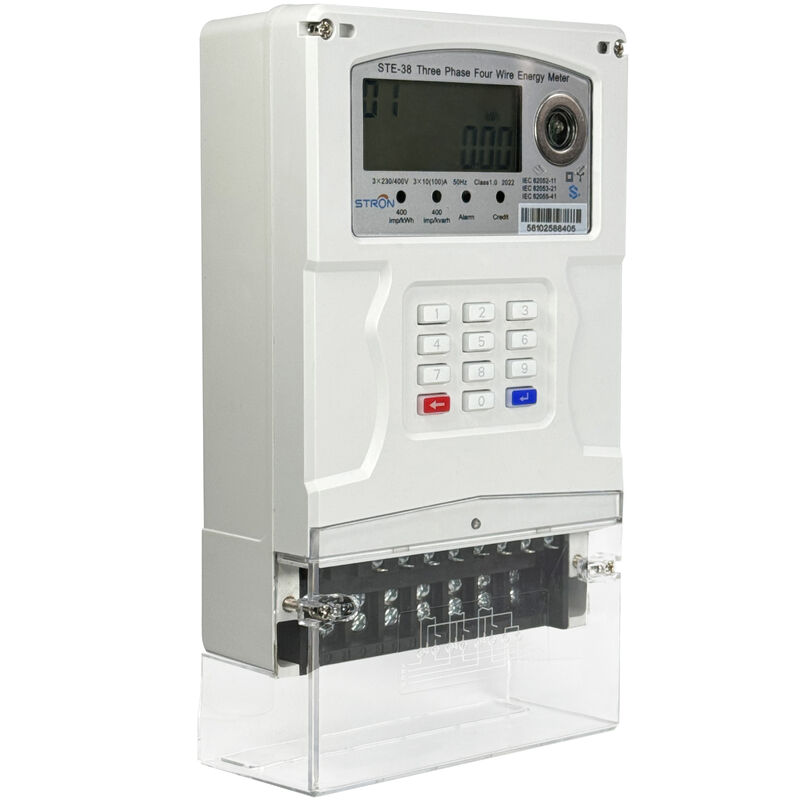 Contatore elettrico intelligente prepagato con display LCD STE38-A, inclusa precisione di misurazione di Classe 1.0 e disconnessione remota supportata per l'utilizzo di energia