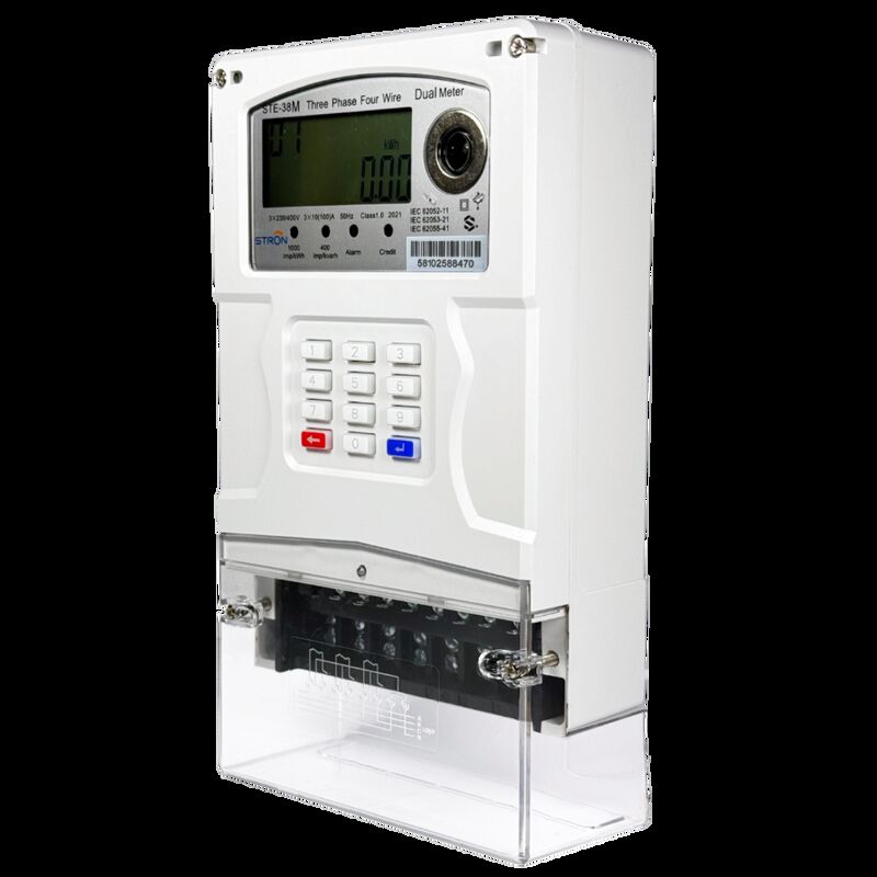 Contatore elettrico intelligente prepagato con display LCD STE38-A, inclusa precisione di misurazione di Classe 1.0 e disconnessione remota supportata per l'utilizzo di energia