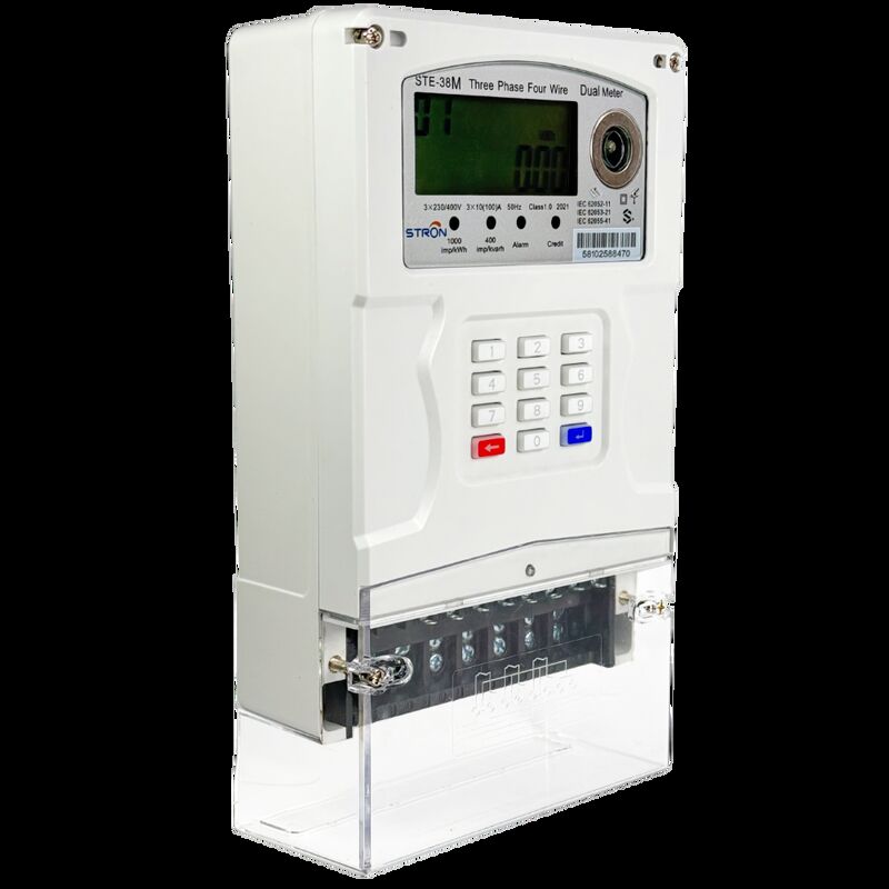 Contatore elettrico intelligente prepagato con display LCD STE38-A, inclusa precisione di misurazione di Classe 1.0 e disconnessione remota supportata per l'utilizzo di energia