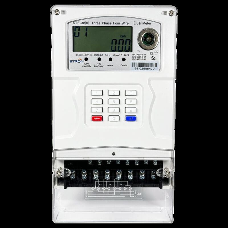 Contatore elettrico intelligente prepagato con display LCD STE38-A, inclusa precisione di misurazione di Classe 1.0 e disconnessione remota supportata per l'utilizzo di energia