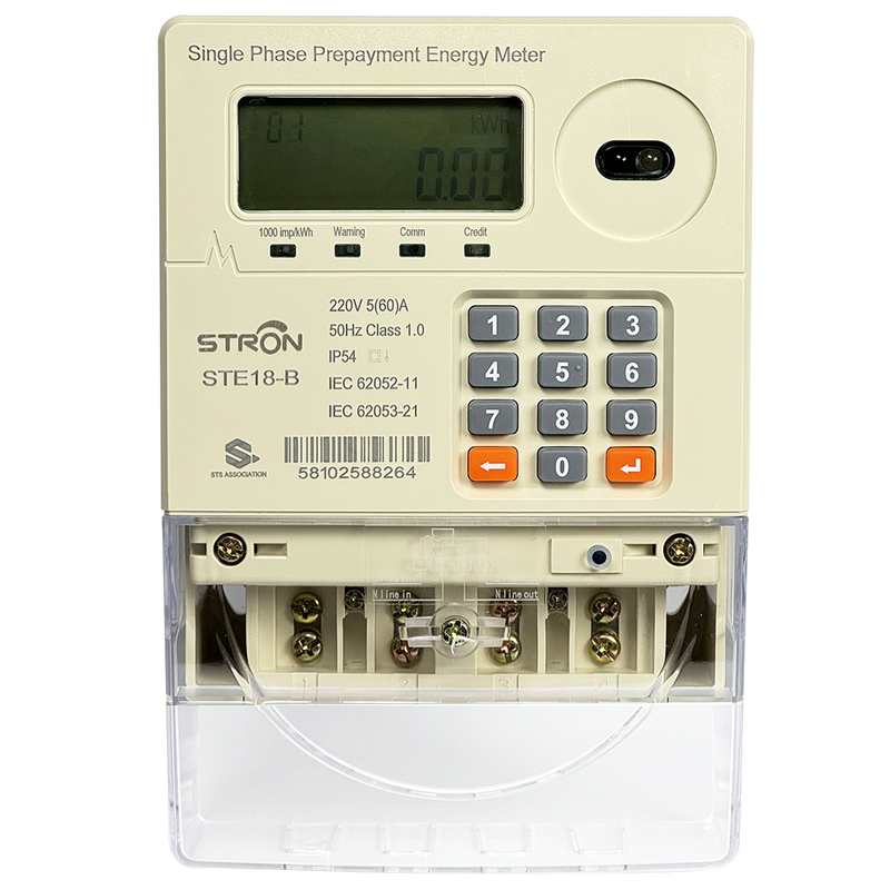 Smart Prepaid Electricity Meter Lora RF featuring STS standard compliance and integrated keypad for easy recharge and consumption data display
