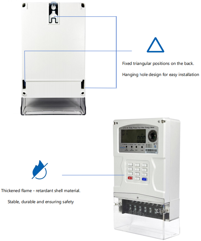 STS three phase four wire with consumption in voltage and current circuits for energy metering and control